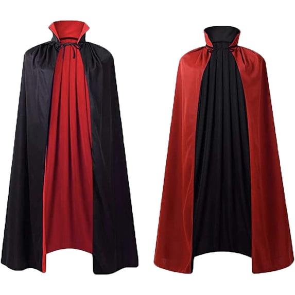 FNFYFH Mens Vampire Cape Adult Stand Collar Reversible Cloak Carnival Halloween Costumes