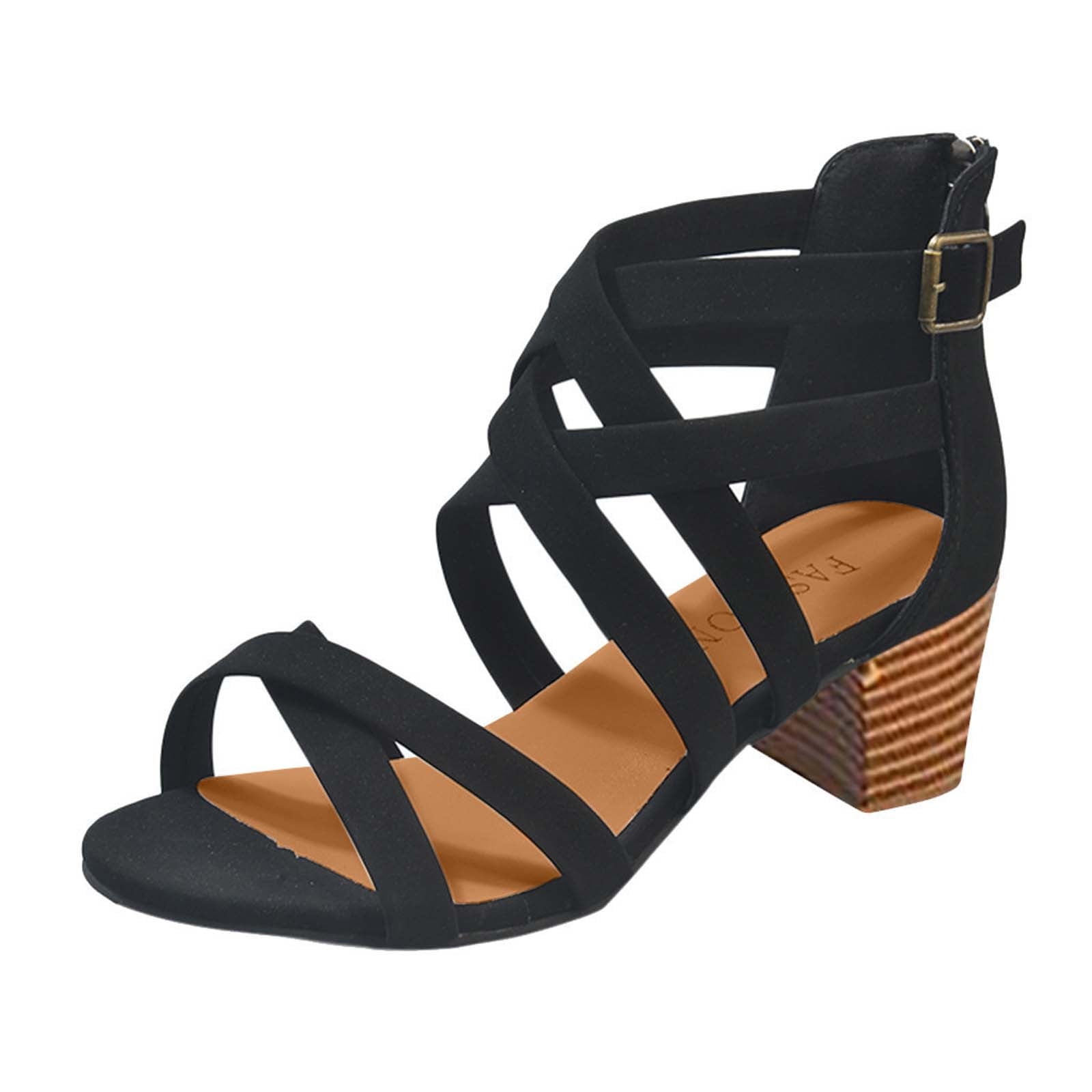 Red Faux Leather Platform Sandals With Double Buckle Straps Chic Chunky Heel Sandals main image 1