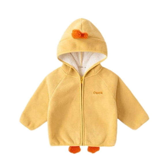 FNFYFH Newborn Infant Baby Boys Girls Cartoon Fleece Hooded Jacket Coat with Ears Warm Todder Kids Zip Up Warm Outwear Coats 0-8Y