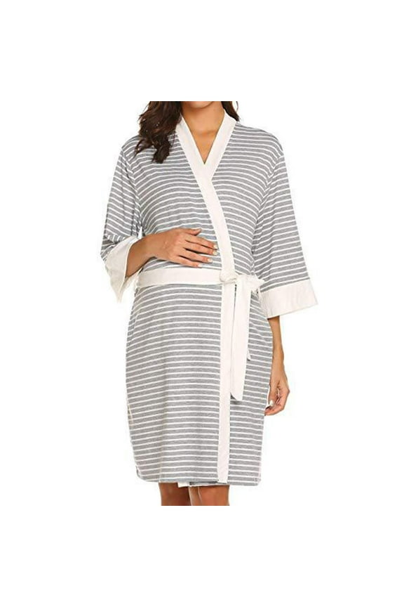 Nursing Robes for Women Cozy Cotton Maternity Robe Lightweight Soft Bathrobe for Breastfeeding Labor/Delivery/Hospital
