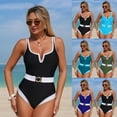 thumbnail image 1 of FNFYFH One Piece Swimsuits for Women Color Block Hiigh Waist Bathing Suit Slimming Fit Swim Suits 2026, 1 of 8