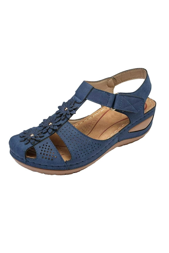 Orthopedic Sandals for Women,Women Walking Slippers with Arch Support Flat Sandals Summer Dressy Closed-Toe Leather Sandal Platform Beach Casual Slip on Sandals Beach Dress Comfortable