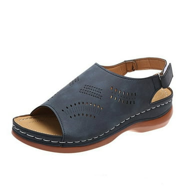 FNFYFH Orthopedic Sandals for Women,Women Walking Slippers with Arch Support Flat Sandals Summer Dressy Open Toe Platform Beach Casual Slip on Sandals Beach Dress Comfortable