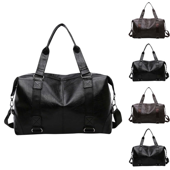 FNFYFH PU Leather Travel Duffel Bags for Men and Women Overnight Weekend PU Leather Bags Sports Gym Duffle