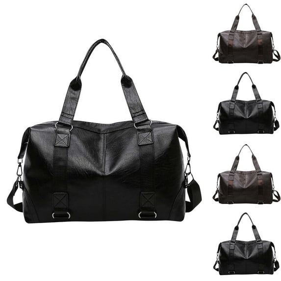 FNFYFH PU Leather Travel Duffel Bags for Men and Women Overnight Weekend PU Leather Bags Sports Gym Duffle