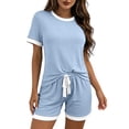 thumbnail image 1 of FNFYFH Pajamas Set for Womens Soft Short Sleeve Lounge Set Shorts Sleepwear Set Comfy Cooling Viscose Pjs Sets, 1 of 9