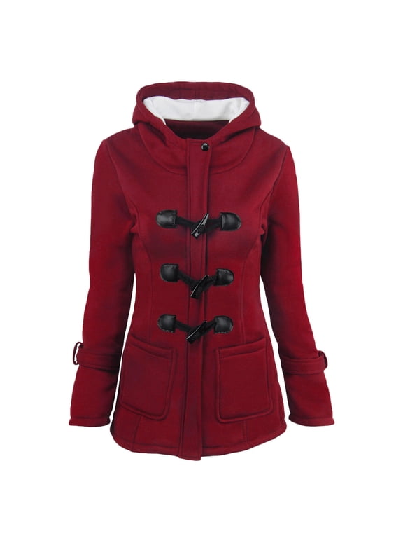 Plus Size Fleece Coats for Women Zipper Long Sleeve Hoodies Jackets with Horn Buttons Winter Womens Fluffy Jacket Overcoat Solid Coat Gray S-6XL