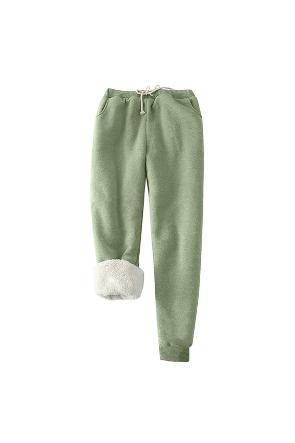 Plus Size Fleece Lined Sweatpants Women Winter Warm Sherpa Lined Athletic Joggers Pants Soft Lounge Pants with Pockets