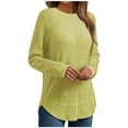 thumbnail image 1 of FNFYFH Plus Size Long Sleeve Shirt for Women Soft Lightweight Crewneck Sweater Loose Fit Tunic Tops Dressy Casual Ribbed Knit Blouse Outfit, 1 of 6