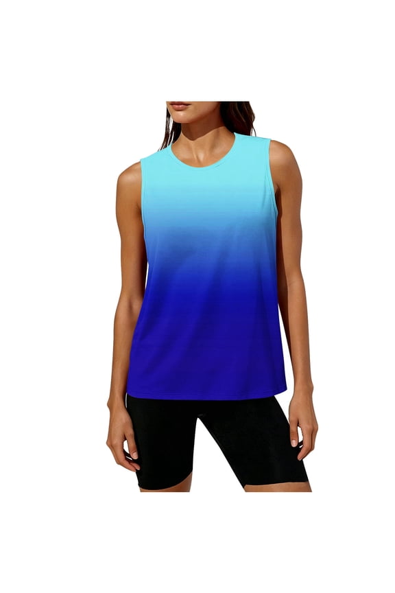Plus Size Tank Tops for Women Sleeveless Split Open Back Workout Tops Quick Dry Loose Fit Athletic Gym Yoga Shirts