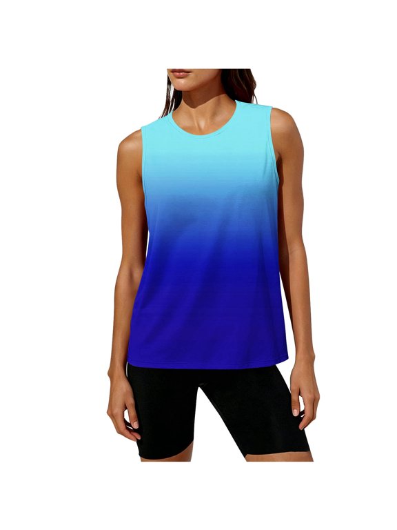 Plus Size Tank Tops for Women Sleeveless Split Open Back Workout Tops Quick Dry Loose Fit Athletic Gym Yoga Shirts