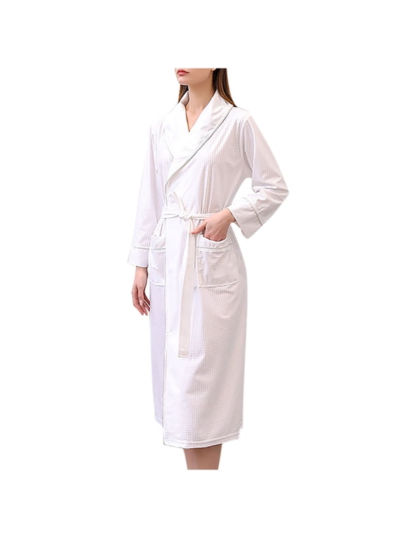 Plus Size Waffle Robe for Women Lightweight Long Shawl Robes Quick Dry Spa Bathrobe Soft Sleepwear Loungwear