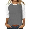 thumbnail image 1 of FNFYFH Raglan Shirts for Women Dressy 3/4 Sleeve Baseball Tee Tunic Crewneck Color Block Shirt Summer Trendy 3/4 Length Sleeve Cute Tops Causal Loose Fit Breathable Top, 1 of 3