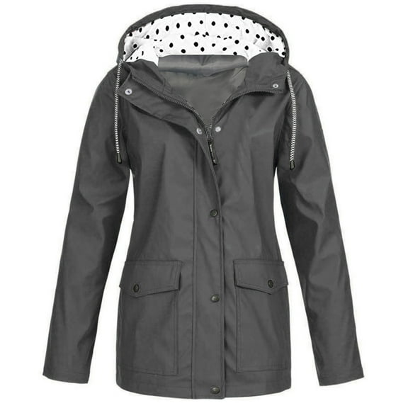 FNFYFH Rain Jacket for Women Fleece Lined Hooded Water Resistant Winter Hiking Windbreaker Jackets Waterproof Coat with Zip Black S-5XL