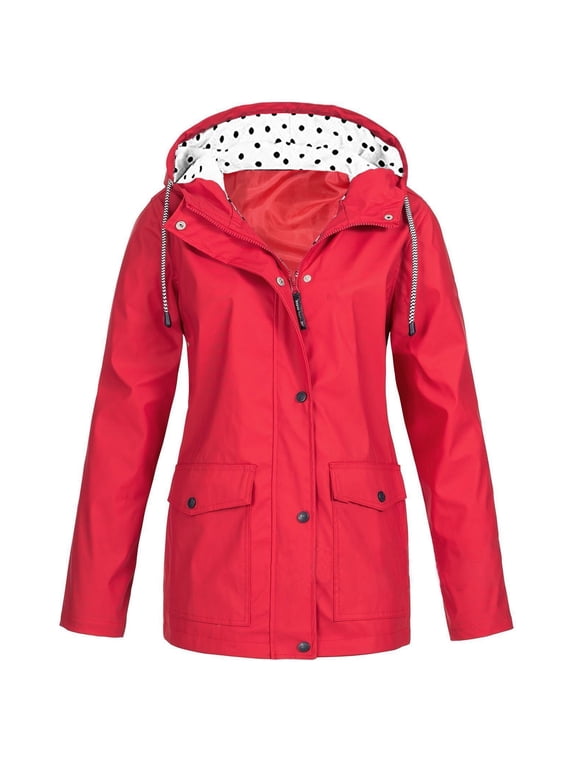 Rain Jacket for Women Fleece Lined Hooded Water Resistant Winter Hiking Windbreaker Jackets Waterproof Coat with Zip Black S-5XL