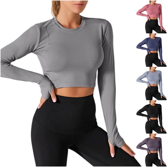 FNFYFH Rash Guard for Women UPF 50+ Sun Protection Long Sleeve Crop Swim Tops Quick Dry Running Workout Gym Athletic Shirt