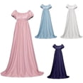 thumbnail image 1 of FNFYFH Regency Dresses for Women High Waistline Puff Sleeve Long Ball Gown Luxurious Satin Victorian Party Dress, 1 of 6