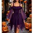 thumbnail image 1 of FNFYFH Renaissance Gothic Dress for Women Halloween Costume Off Shoulder Lace Trumpet Sleeve Dress Medieval Steampunk Dress, 1 of 5