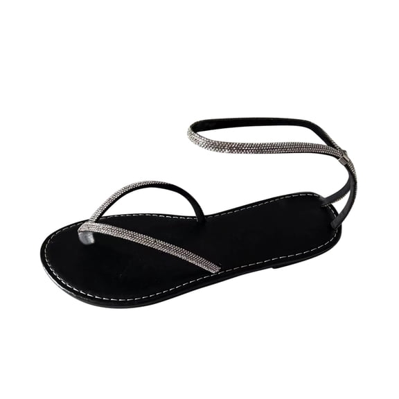 FNFYFH Rhinestone Flat Sandals for Women Dressy Flip Flop Sandals Dressy Thong Sandals Slip on Sandal Shoes for Spring Summer Beach Oceanside Holiday Outdoor