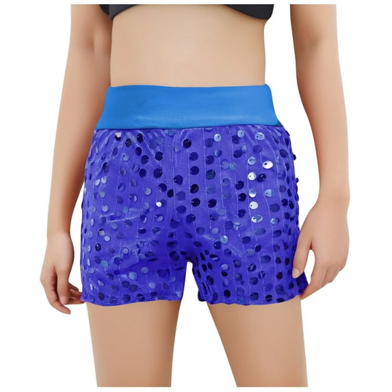 FNFYFH Shorts for Girls Elastic Waisted Sequin Shorts Performance Shorts,Black