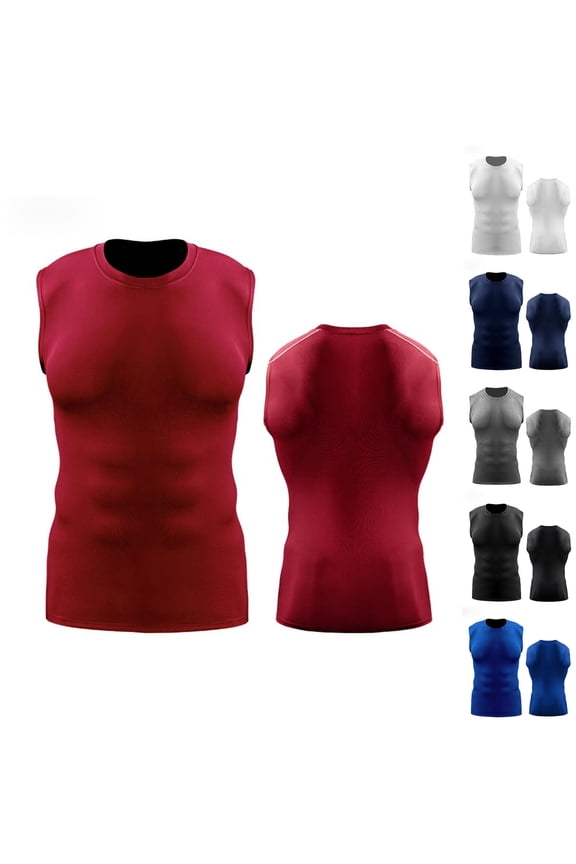 Sleeveless Compression Shirts Men Running Sports Tank Tops Workout Athletic Under Base Layer
