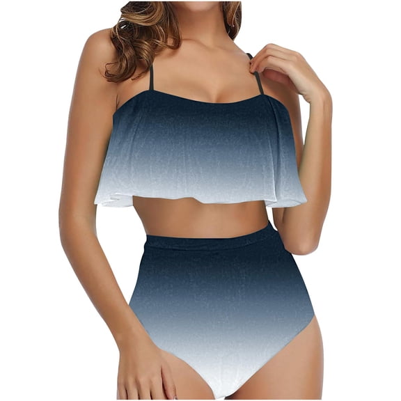 FNFYFH Strapless Tankini Swimsuits for Women Slimming Under 20, Women's Tankini Tops Shirred Tummy Control Swimsuits Cross Back Tankini Swimwear Tops XL