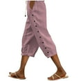 thumbnail image 1 of FNFYFH Striped Capri Pants Women Elastic Waisted Drawstring Cropped Pants Lightweight Spring Summer Pants Ladies Pinstripe Pants, 1 of 8
