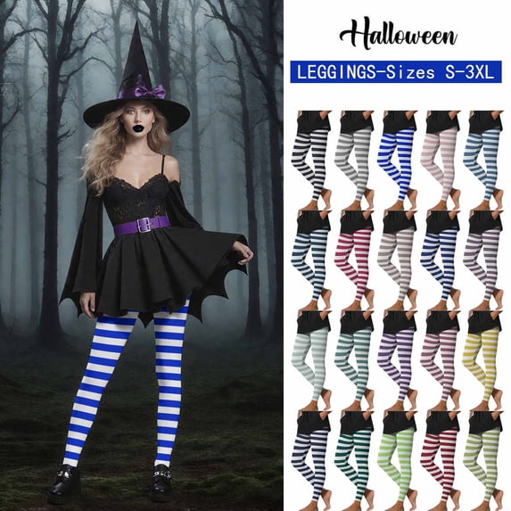 FNFYFH Striped Tights for Women Opaque Patterned Tight Fun Halloween Leggings