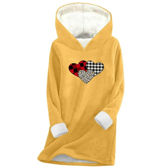 FNFYFH Sweatshirt Hoodie Women Long Sleeve Fleece Lined Pullover Tops Cozy Fleece Lined Graphic Hoodies Thickened Winter Tunic Top