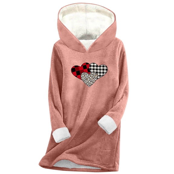 FNFYFH Sweatshirt Hoodie Women Long Sleeve Fleece Lined Pullover Tops Cozy Fleece Lined Graphic Hoodies Thickened Winter Tunic Top