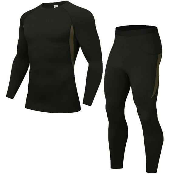 FNFYFH Thermal Underwear for Men Fleece Lined Long Johns Ski Snow Base Layer Athlelic Gear Bottom Top for Cold Weather