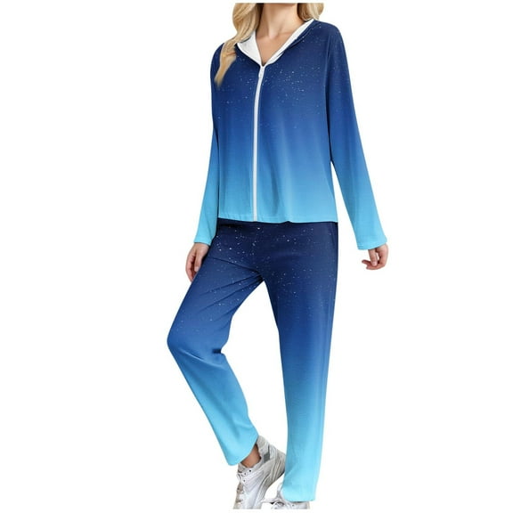 FNFYFH Track Suits for Women Set Lightweight Sweatsuits 2 Piece Zip Up Cropped Hoodies and Wide Leg Pants Casual Y2K Outfit