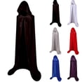 thumbnail image 1 of FNFYFH Unisex Halloween Hooded Cloak Full Length Velvet Robe Cape for Devil Witch Wizard Cosplay Halloween Party, 1 of 4