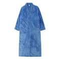 thumbnail image 1 of FNFYFH Unisex Long Zip Up Nightgown Plush Fleece Robes Tick Cozy Warm Housewear Loose Fit Soft Flannel Bathrobe with Pockets, 1 of 3