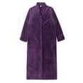 thumbnail image 1 of FNFYFH Unisex Long Zip Up Nightgown Plush Fleece Robes Tick Cozy Warm Housewear Loose Fit Soft Flannel Bathrobe with Pockets, 1 of 3