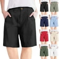 thumbnail image 1 of FNFYFH Half Pants for Women with Pockets Button Down Solid Color Shorts Summer Causal Comfy Zipper Short Pants Fashion 2025 Womens Bottoms,Black S-XXL, 1 of 5