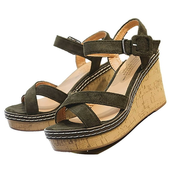 FNFYFH Wedge Sandals for Womens Dressy Open Toe Ankle Strap Wedge Platform Espadrille Sandal - Dressy Sandals Women - Strappy Casual Braided Heels Summer Bohemia