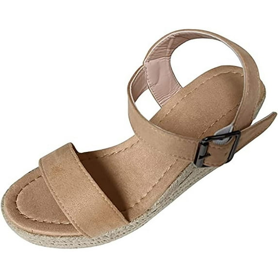 FNFYFH Wedge Sandals for Womens Dressy Open Toe Ankle Strap Wedge Platform Espadrille Sandal - Dressy Sandals Women - Strappy Casual Braided Heels Summer Bohemia
