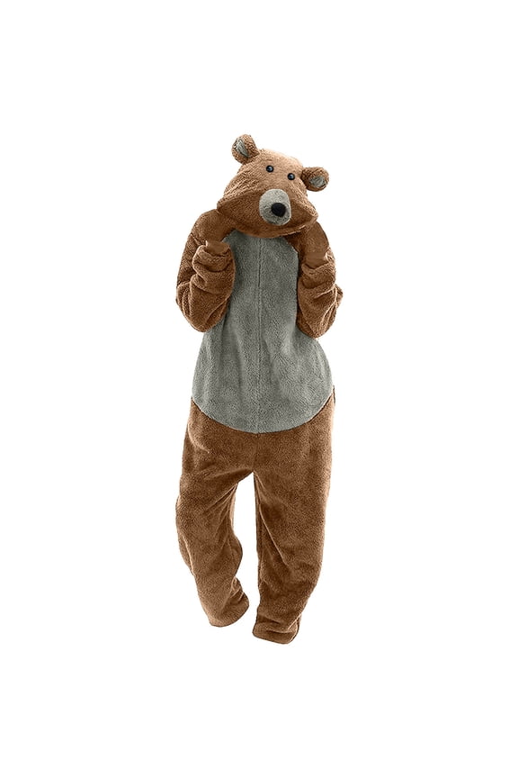 Winter Pajamas Sets for Women Warm Comfy Pajama Onesies Unisex Zipper Fleece Pajama with Hood Fuzzy Furry Teddy Bear Loungewear Siamese White XXL Sales