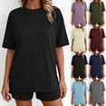 thumbnail image 1 of FNFYFH Women 2 Piece Shorts Set 2026 Casual Oversized Short Sleeve Sweatsuits Lounge Sets Airport Travel Cruise Outfits, 1 of 8
