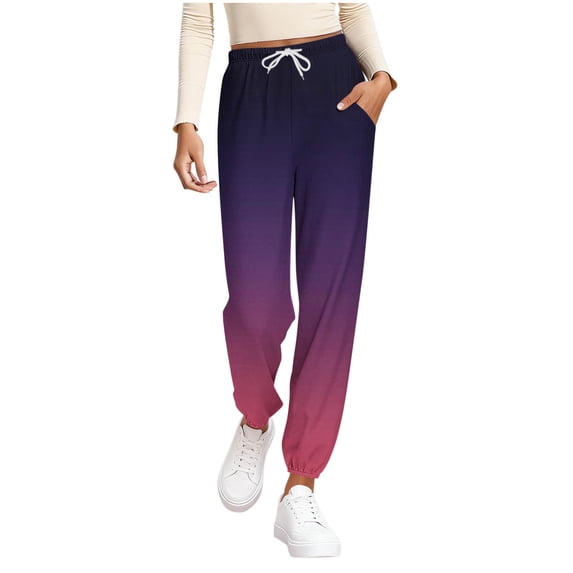 FNFYFH Women Baggy Sweatpants with Pockets Lightweight Lounge Pajama Pants High Waist Athletic Joggers Casual Gradient Pants with Pockets