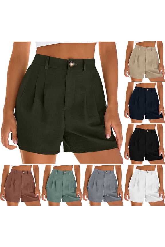 Women High Waisted Dress Shorts Wide Leg Summer Linen Shorts Casual Tailored Pleated Business Casual Work Trouser Shorts