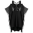 FNFYFH Women Plus Size Witch Dresses Vintage Halloween Costumes