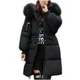 thumbnail image 1 of FNFYFH Women Puffer Jacket Loose Fit Padded Coats Plus Size Winter Coat Lightweight Quilted Jackets with Faux Fur Hood, 1 of 6