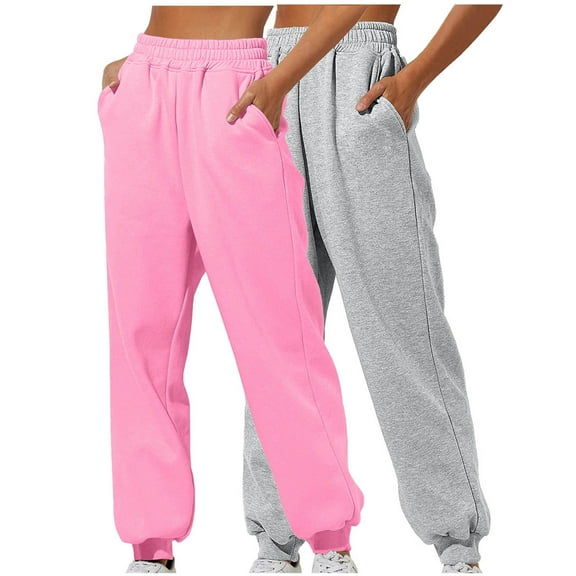 FNFYFH Women Sweatpants Elastic Waist Long Pant Casual Fall Warm Workout Jogger Loose Fit Comfy Pants with Pockets Gray,XXL