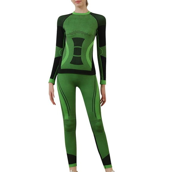 FNFYFH Women Thermal Ski Underwear Slim Fit Base Layer Quick Dry Workout Top and Bottom Winter Warm Long Johns Cycling Running Gear