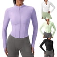 thumbnail image 1 of FNFYFH Women's Cropped Jackets Zip Up Quick Dry Workout Shirts Slim Fit Athletic Tops with Thumb Holes, 1 of 10