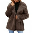 thumbnail image 1 of FNFYFH Women's Faux Fur Coat Lapel Fluffy Jacket Solid Fluffy Winter Coat Long Sleeve Furry Jackets Open Front Shaggy Parka, 1 of 7