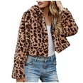 thumbnail image 1 of FNFYFH Women's Faux Fur Coats Hooded Leopard Plush Jacket Open Front Cardigan Outerwear Casual Shaggy Jackets, 1 of 9