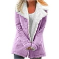 thumbnail image 1 of FNFYFH Women's Faux Fur Lapel Coat Long Sleeve Solid Color Fleece Lined Jacket Winter Warm Button Jackets With pockets, 1 of 6